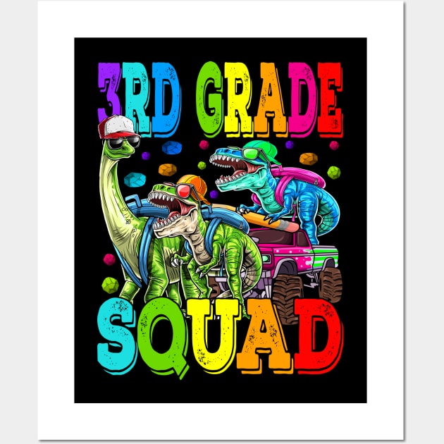 3rd Grade Squad Monster Truck Dinosaur Back To School Wall Art by eyelashget